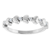 14K White .08 CTW Natural Diamond Heart Stackable Ring