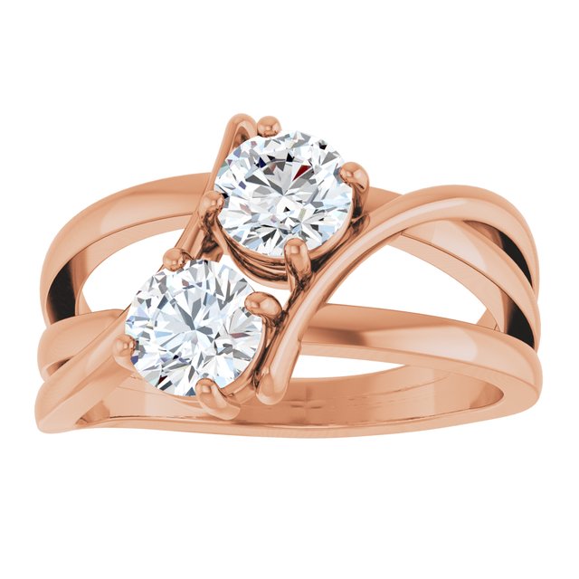 14K Rose 1 CTW Lab-Grown Diamond Two-Stone Ring