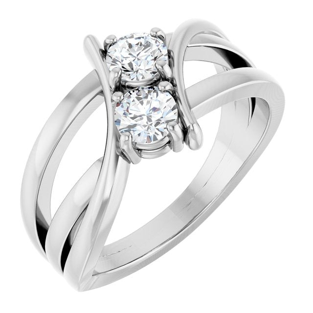 2 CTW Lab-Grown Diamond Two-Stone Ring