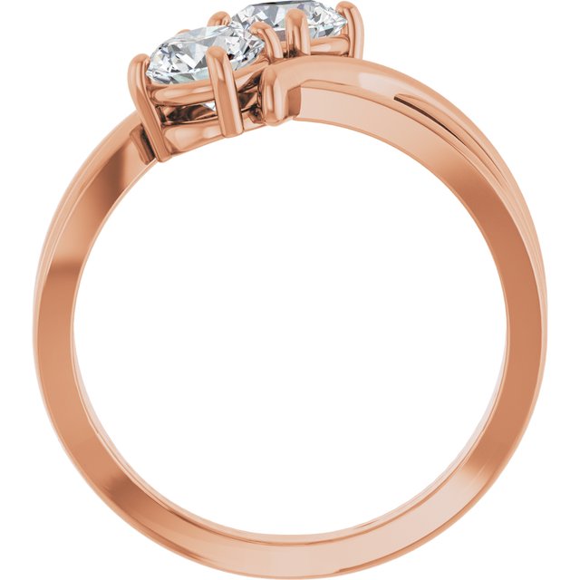 14K Rose 1 CTW Lab-Grown Diamond Two-Stone Ring