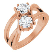 14K Rose 1 CTW Lab-Grown Diamond Two-Stone Ring