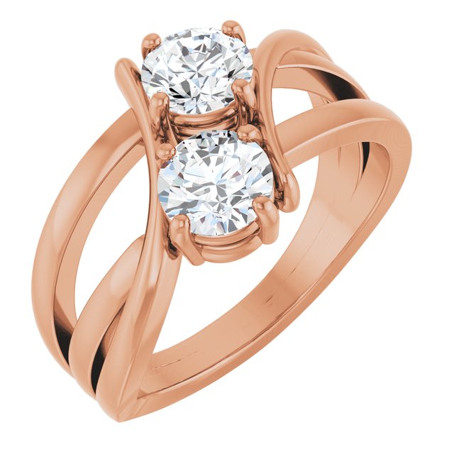 14K Rose 1 CTW Lab-Grown Diamond Two-Stone Ring