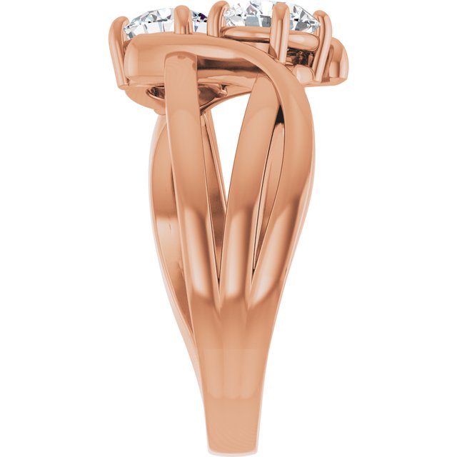 14K Rose 1 CTW Lab-Grown Diamond Two-Stone Ring