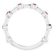 Sterling Silver Natural Ruby Bezel-Set Bar Ring