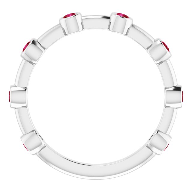 Sterling Silver Natural Ruby Bezel-Set Bar Ring
