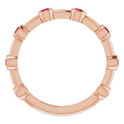 14K Rose Natural Ruby Bezel-Set Bar Ring