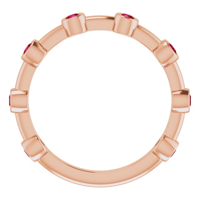 14K Rose Natural Ruby Bezel-Set Bar Ring