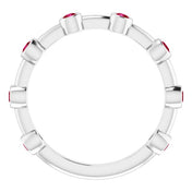 Platinum Natural Ruby Bezel-Set Bar Ring