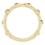14K Yellow Natural Ruby Bezel-Set Bar Ring