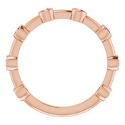 14K Rose Natural Pink Tourmaline Bezel-Set Bar Ring