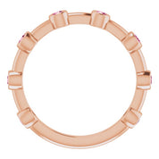 14K Rose Natural Pink Tourmaline Bezel-Set Bar Ring