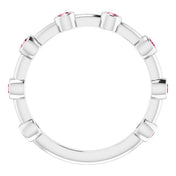 Sterling Silver Natural Pink Tourmaline Bezel-Set Bar Ring