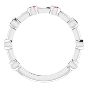 Sterling Silver Natural Pink Tourmaline Bezel-Set Bar Ring