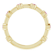 14K Yellow Natural Pink Tourmaline Bezel-Set Bar Ring