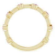 14K Yellow Natural Pink Tourmaline Bezel-Set Bar Ring