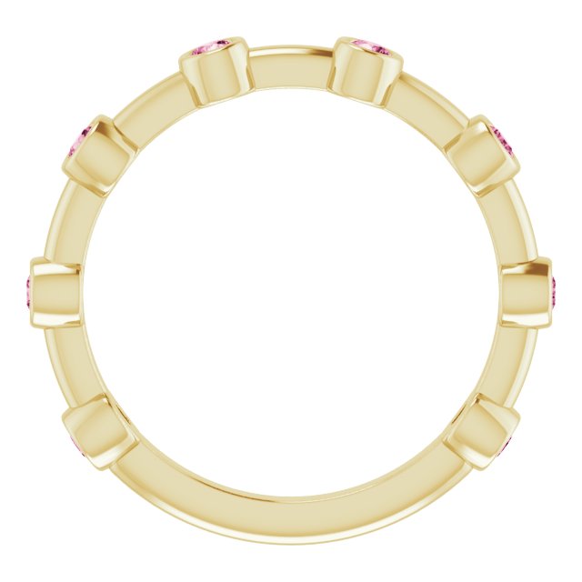 14K Yellow Natural Pink Tourmaline Bezel-Set Bar Ring