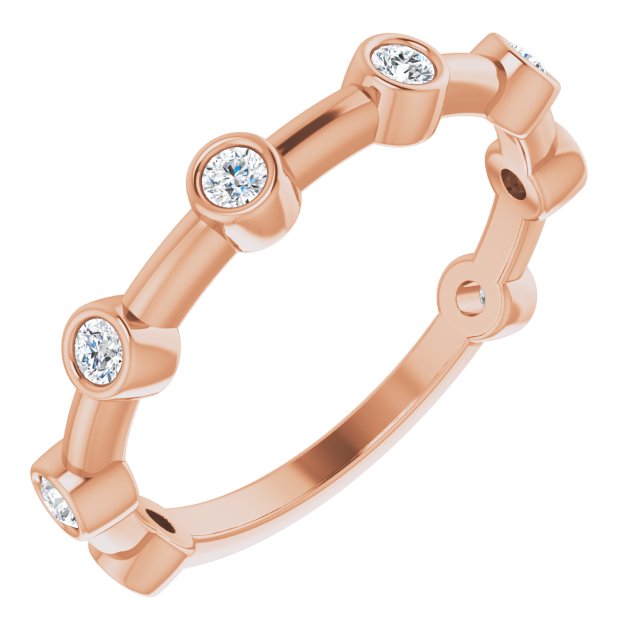 14K Rose Gold 1/5 CTW Natural Diamond Bezel-Set Bar Ring