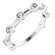 Sterling Silver Natural Ruby Bezel-Set Bar Ring
