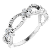 Sterling Silver .06 CTW Natural Diamond Stackable Bead Ring - Stylish Elegance