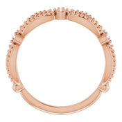 14K Rose Gold .06 CTW Natural Diamond Stackable Bead Ring - Perfect for Layering