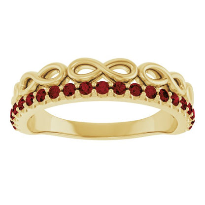 Natural Infinity-Inspired Natural Gemstone Stackable Ring in 14K Gold, Silver, and Platinum