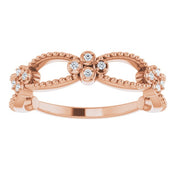 14K Rose Gold .06 CTW Natural Diamond Stackable Bead Ring - Perfect for Layering