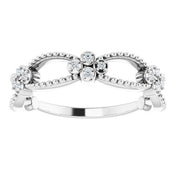 Sterling Silver .06 CTW Natural Diamond Stackable Bead Ring - Stylish Elegance