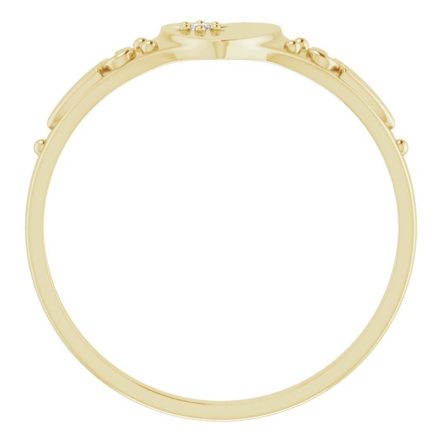 14K Yellow .01 CT Natural Diamond Youth Heart Ring