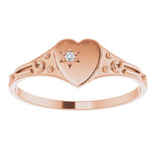 14K Rose .01 CT Natural Diamond Youth Heart Ring