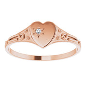 14K Rose .01 CT Natural Diamond Youth Heart Ring