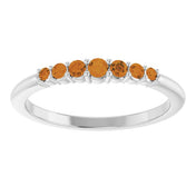 14K White Natural Citrine Stackable Ring - Stylish & Elegant