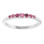 Platinum Natural Pink Tourmaline Stackable Ring