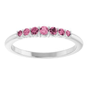 Sterling Silver Natural Pink Tourmaline Stackable Ring