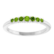 14K White Natural Peridot Stackable Ring