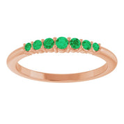 14K Rose Natural Emerald Stackable Ring
