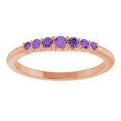 14K Rose Natural Amethyst Stackable Ring