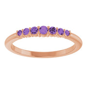 14K Rose Natural Amethyst Stackable Ring