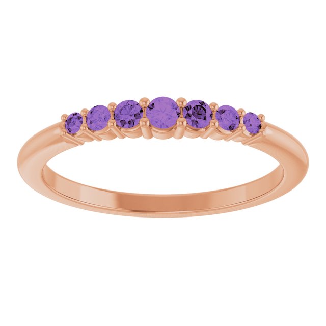 14K Rose Natural Amethyst Stackable Ring