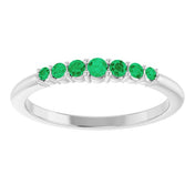 14K White Natural Emerald Stackable Ring - 72022:607:P
