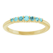 14K Yellow Natural Blue Zircon Stackable Ring
