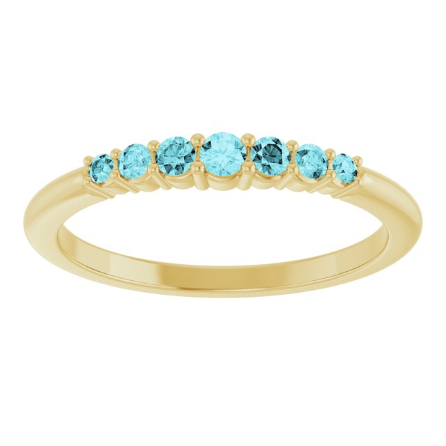 14K Yellow Natural Blue Zircon Stackable Ring