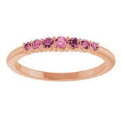 14K Rose Natural Pink Tourmaline Stackable Ring