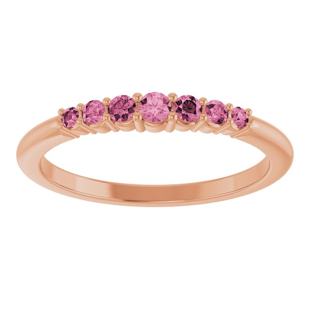 14K Rose Natural Pink Tourmaline Stackable Ring