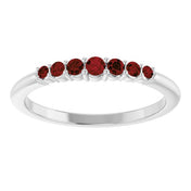 14K White Natural Mozambique Garnet Stackable Ring - 72022:608:P