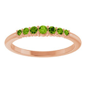 14K Rose Natural Peridot Stackable Ring