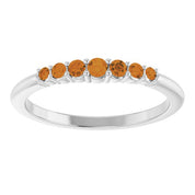 Platinum Natural Citrine Stackable Ring