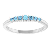 14K White Natural Aquamarine Stackable Ring - 72022:603:P