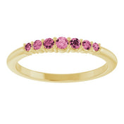 14K Yellow Natural Pink Tourmaline Stackable Ring