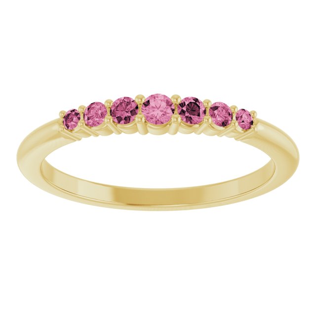 14K Yellow Natural Pink Tourmaline Stackable Ring