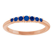 14K Rose Natural Blue Sapphire Stackable Ring
